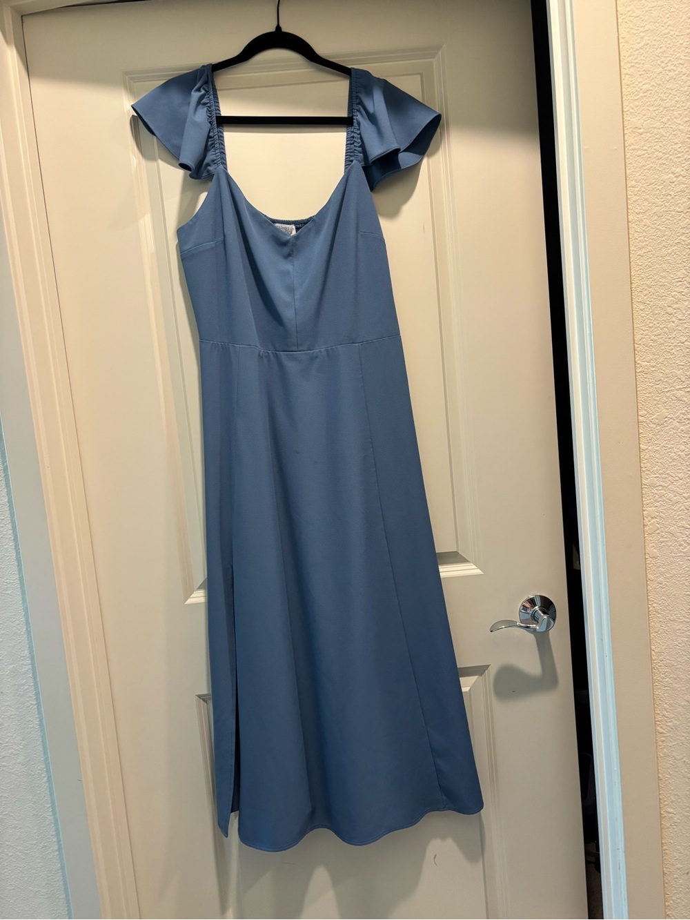 Market & Spruce Dusty Blue Flutter-Sleeve Midi Dress